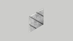 A gray, semi-transparent, diamond-shaped object with three diagonal lines running across it, displayed against a plain light gray background.